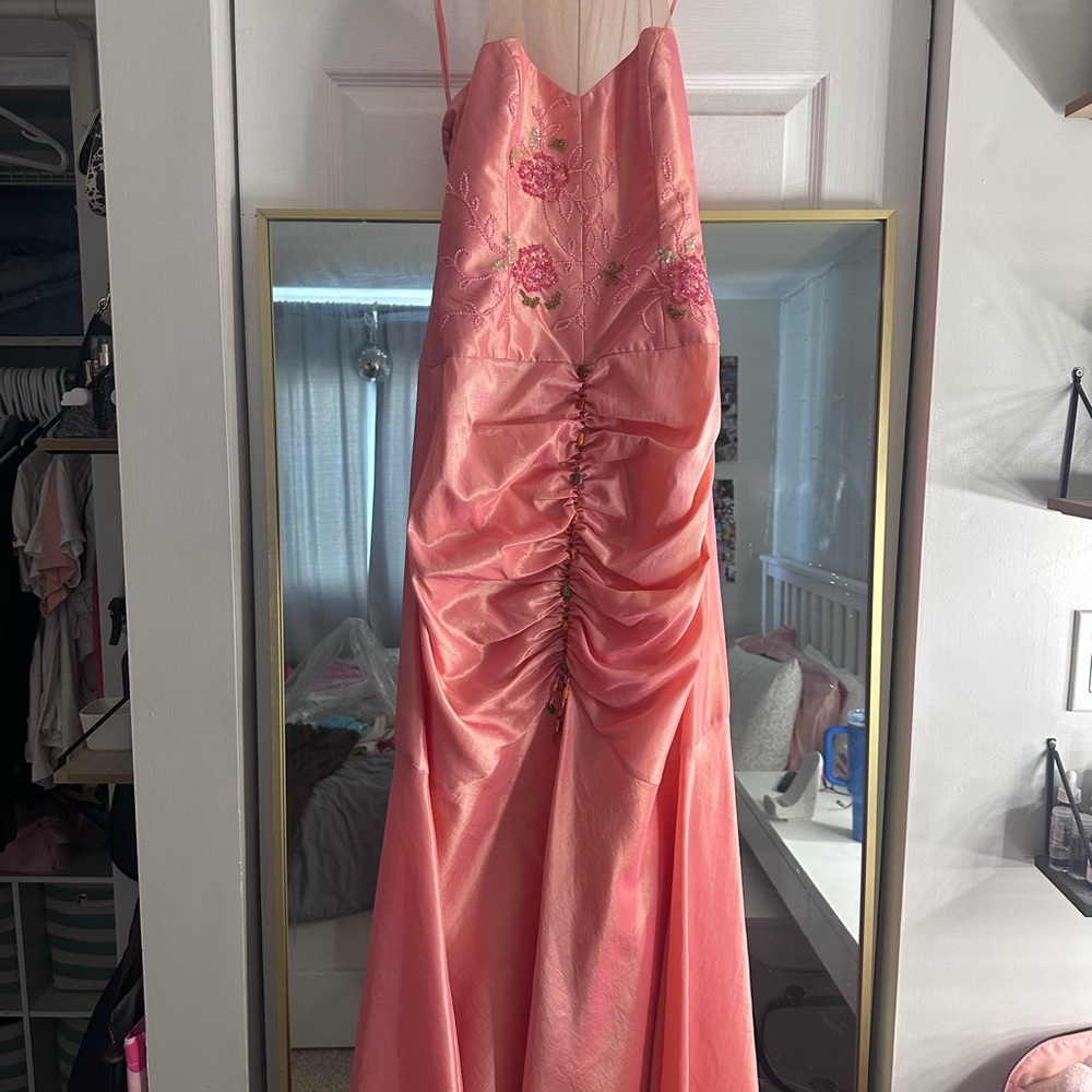 Chic Coral Dress with Elegant Details